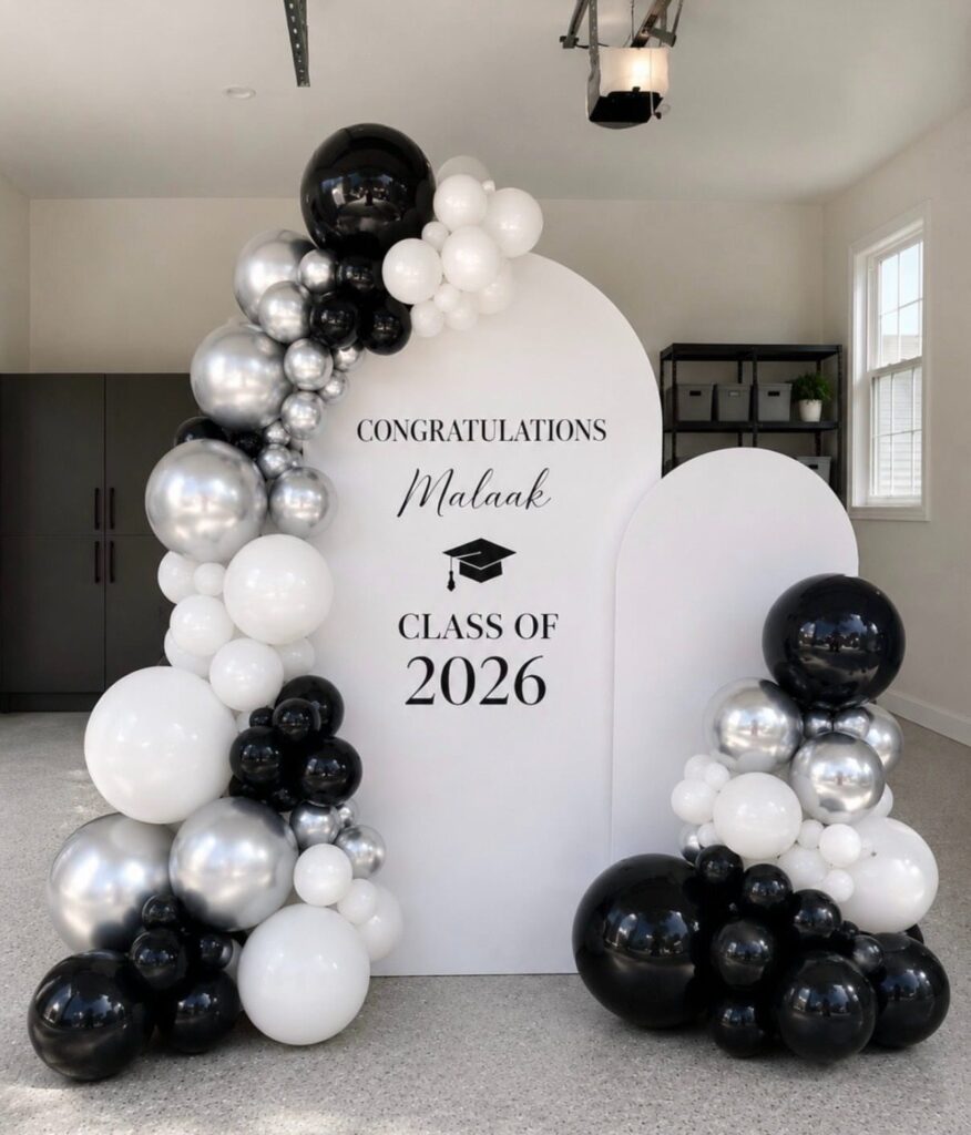 Class of 2026 graduation balloon backdrop by Fems Events